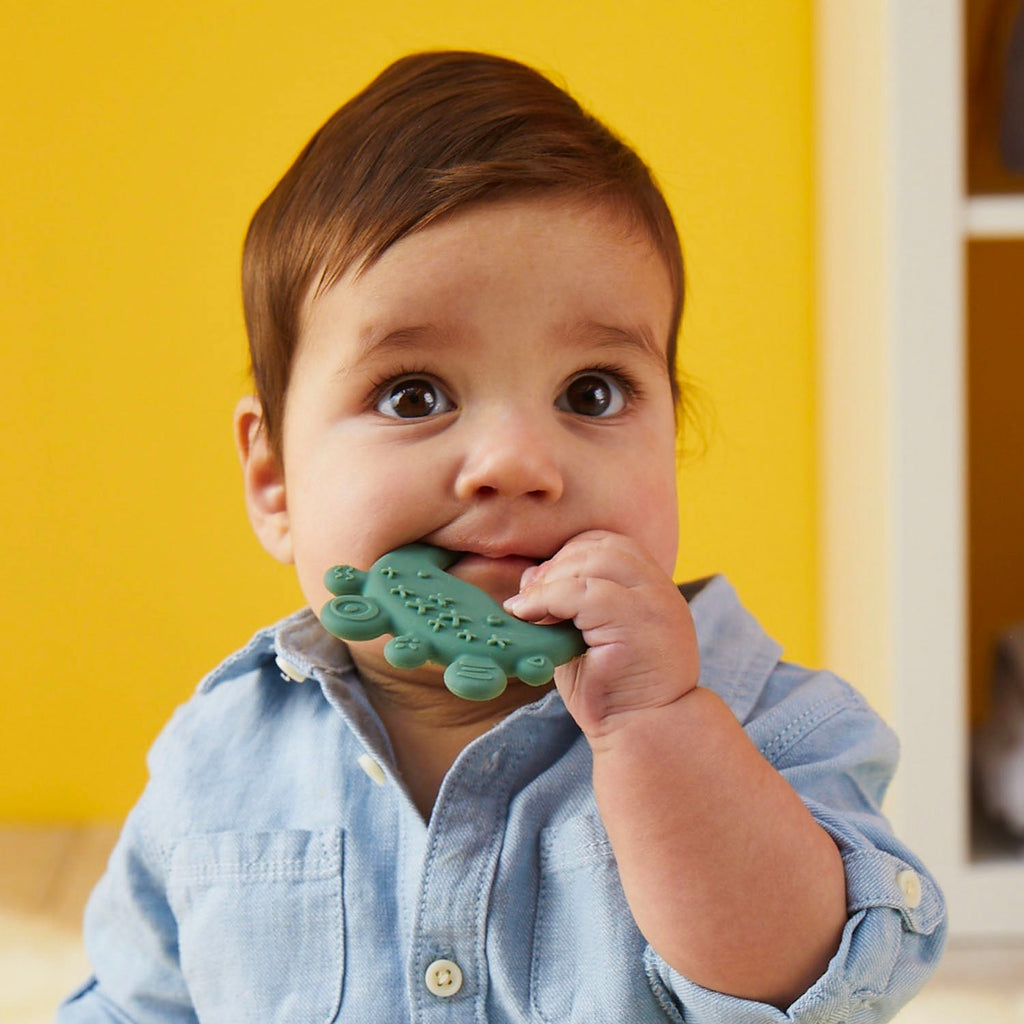 child with Trio Teether - Lullaby Blue - b.box for kids